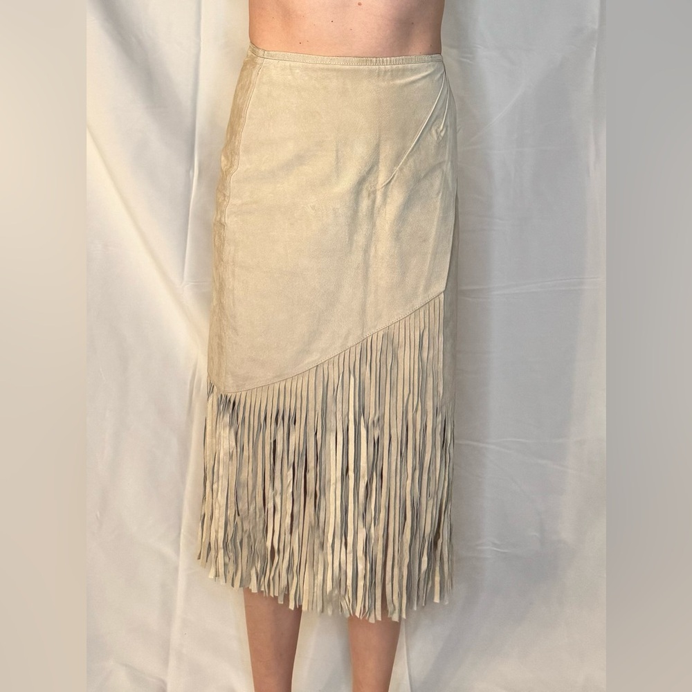 Vintage suede fringe skirt